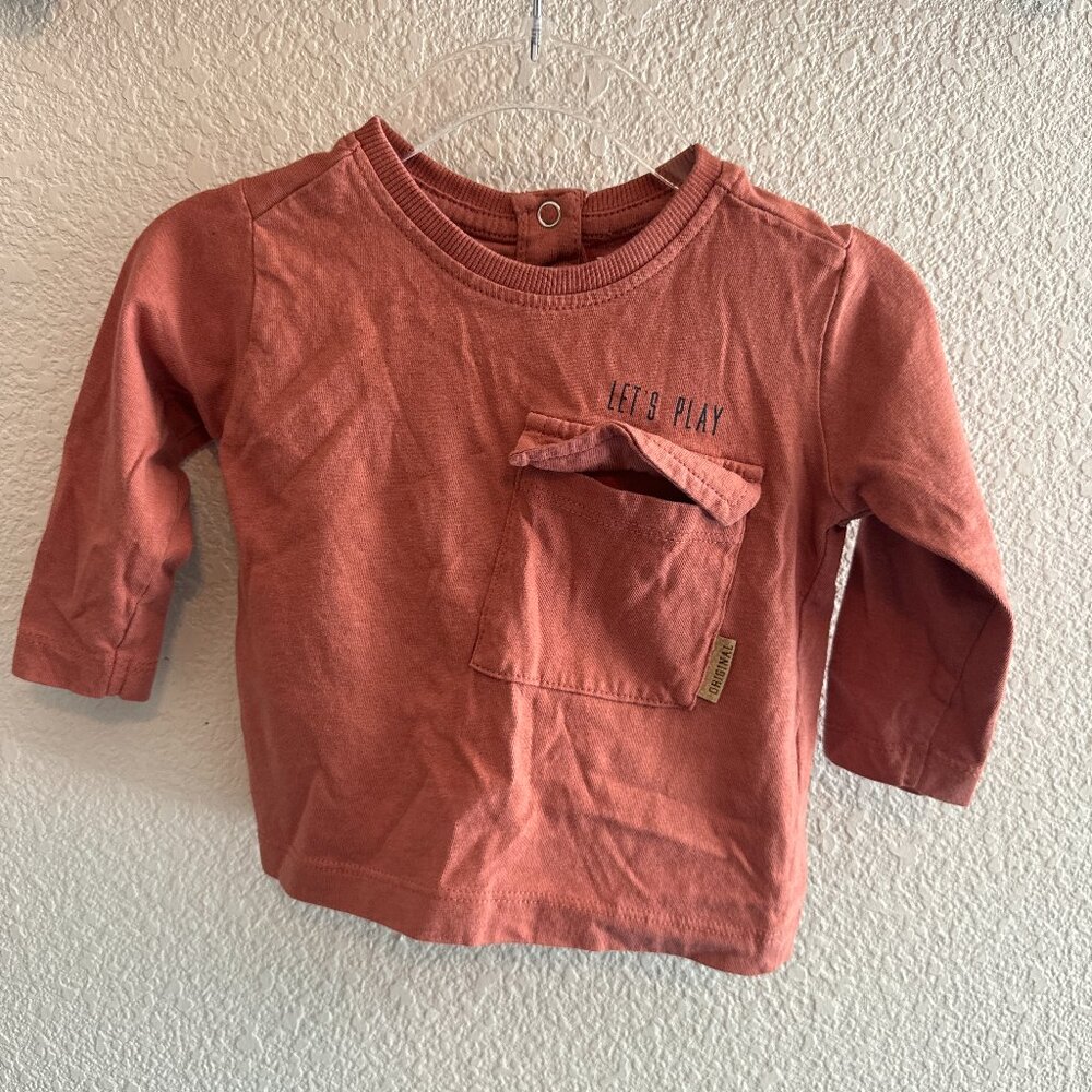 Tribu Burnt orange long sleeve lets play shirt